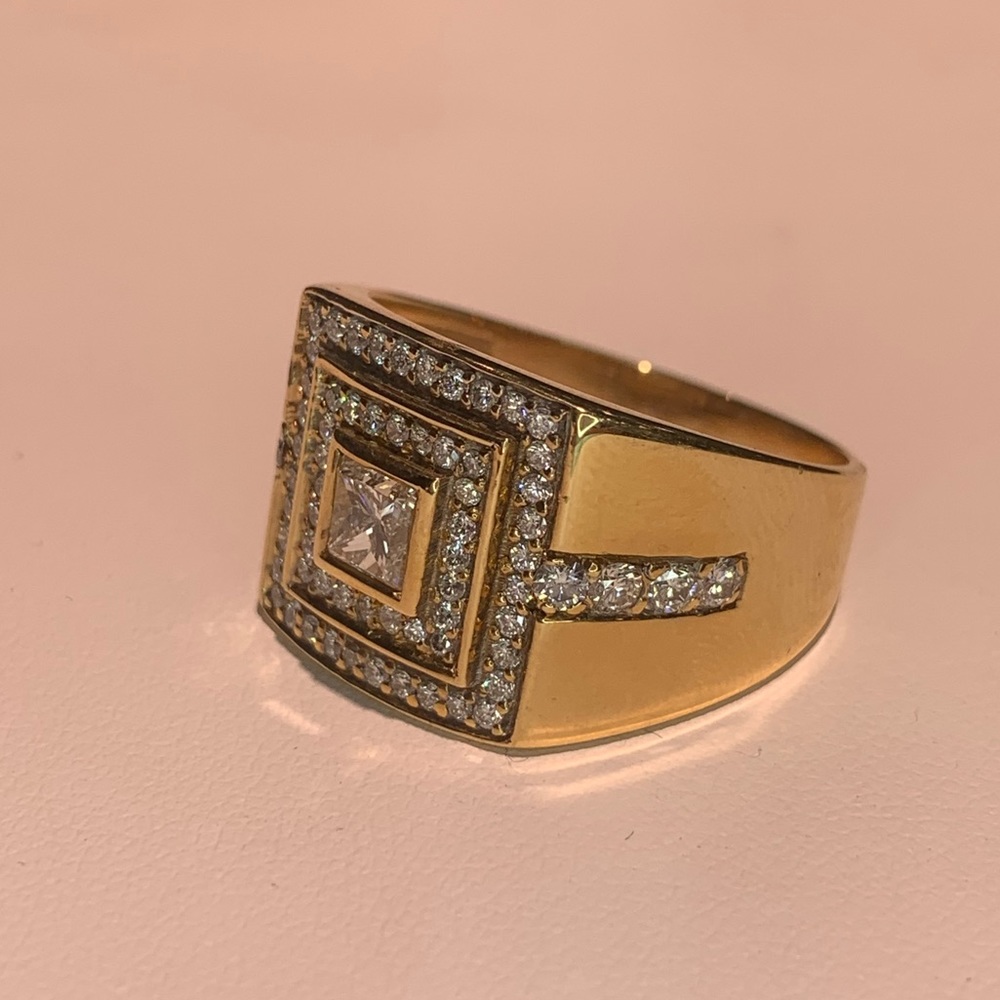 MEN’S DIAMOND 2.00 CARATS 14K YELLOW GOLD RING - Picture 4 of 5